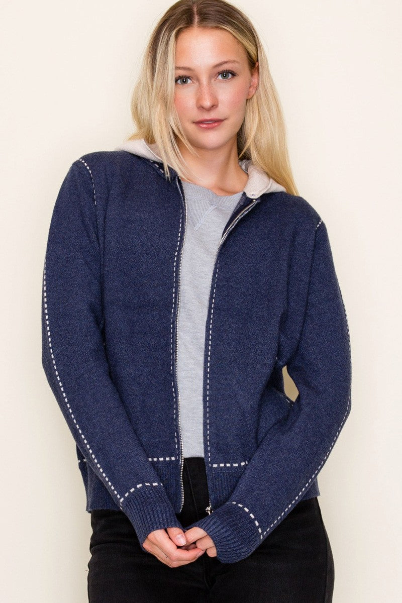 Stitch Accent Sweater Jacket