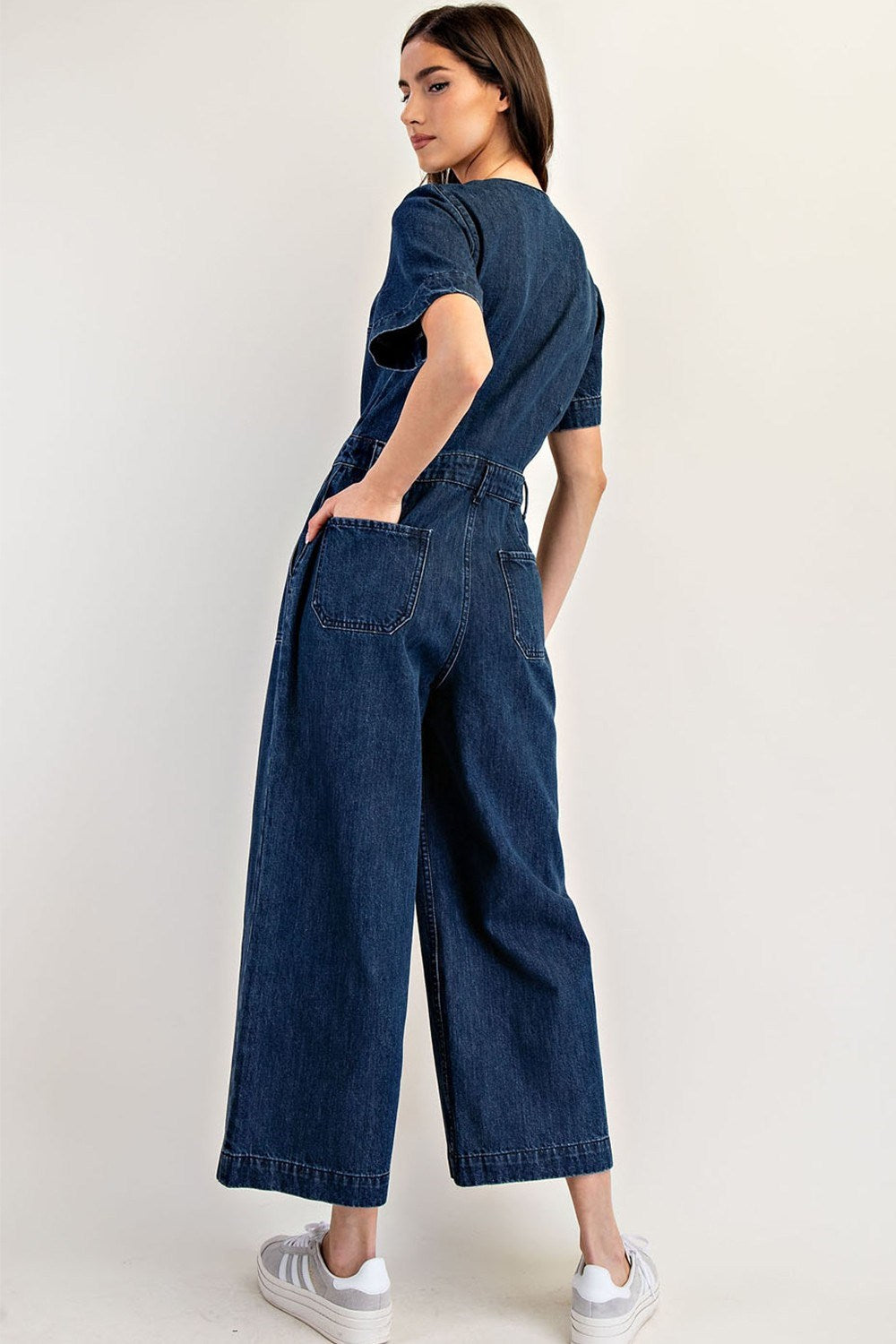 Button Down Denim Jumpsuit