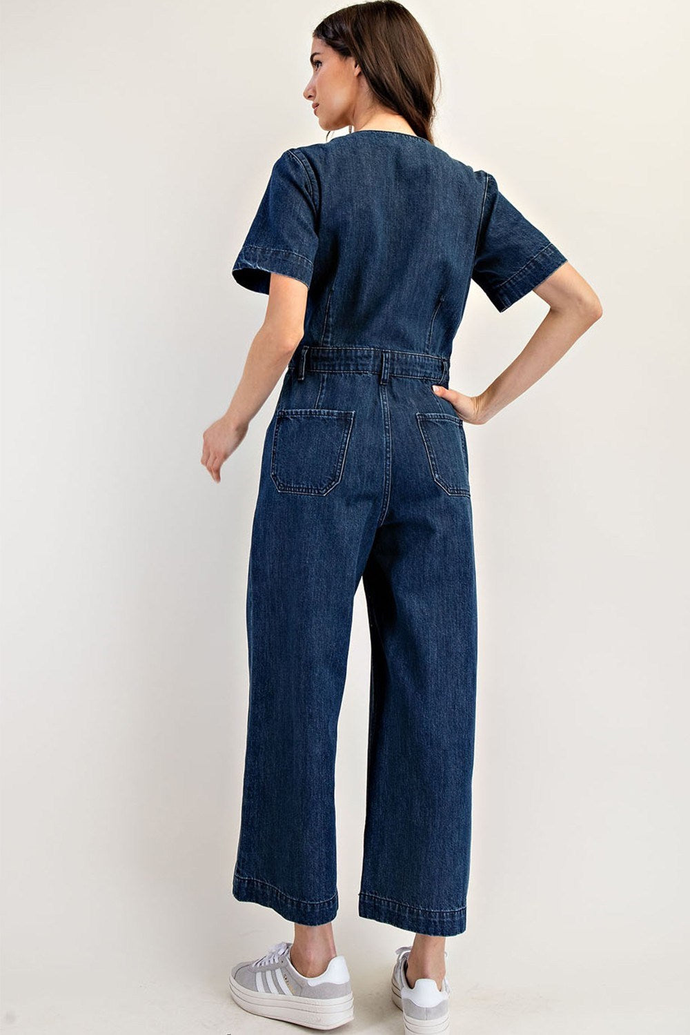Button Down Denim Jumpsuit