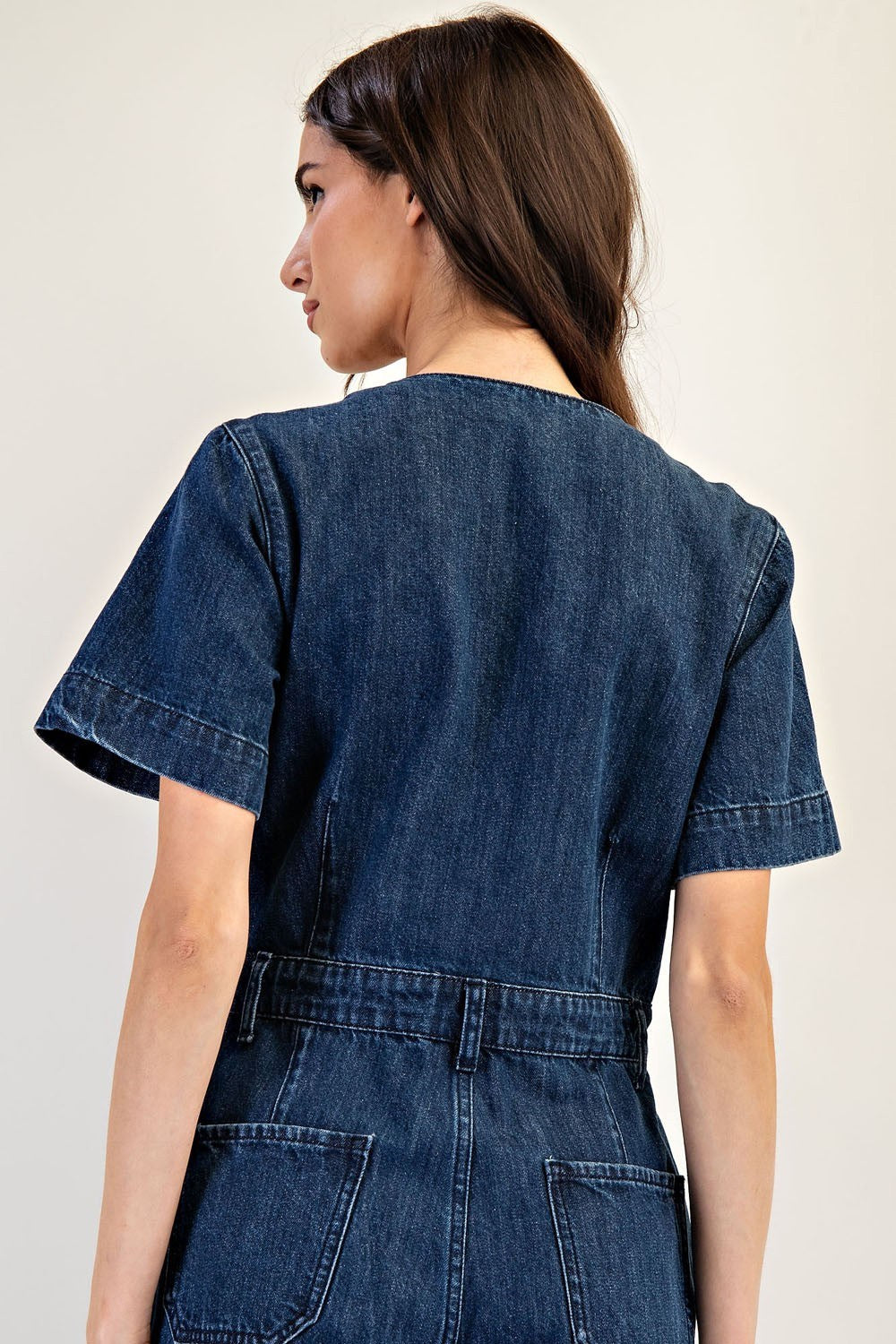 Button Down Denim Jumpsuit