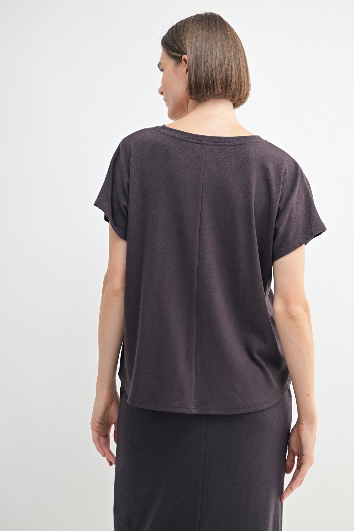 Round Neck Dolman Sleeve Top in Truffle