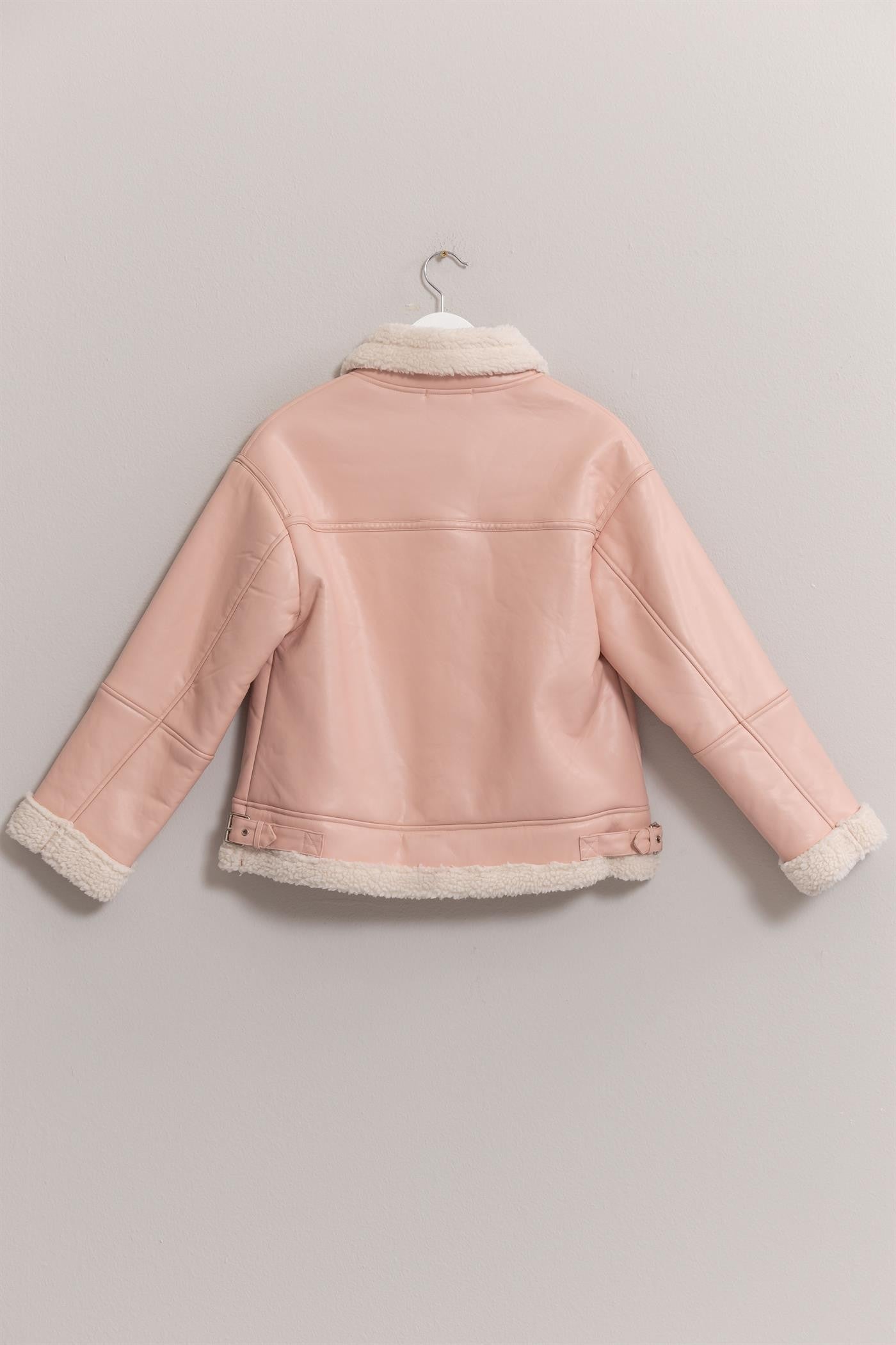 Fur Contract PU Jacket in Blush