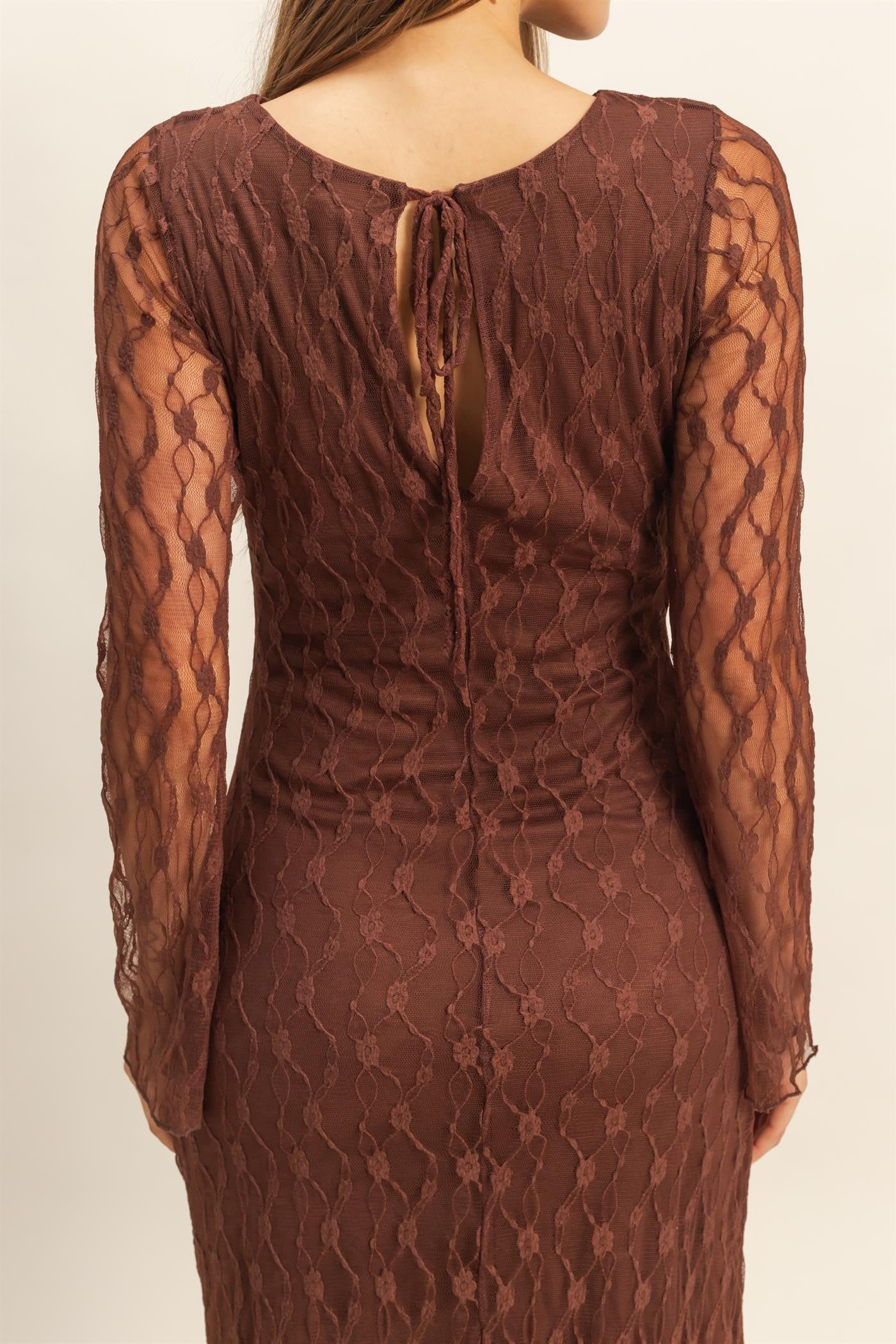 Maxi Lace Fitted Overlay Dress