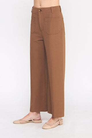Wide Leg Dress Pants in Caramel