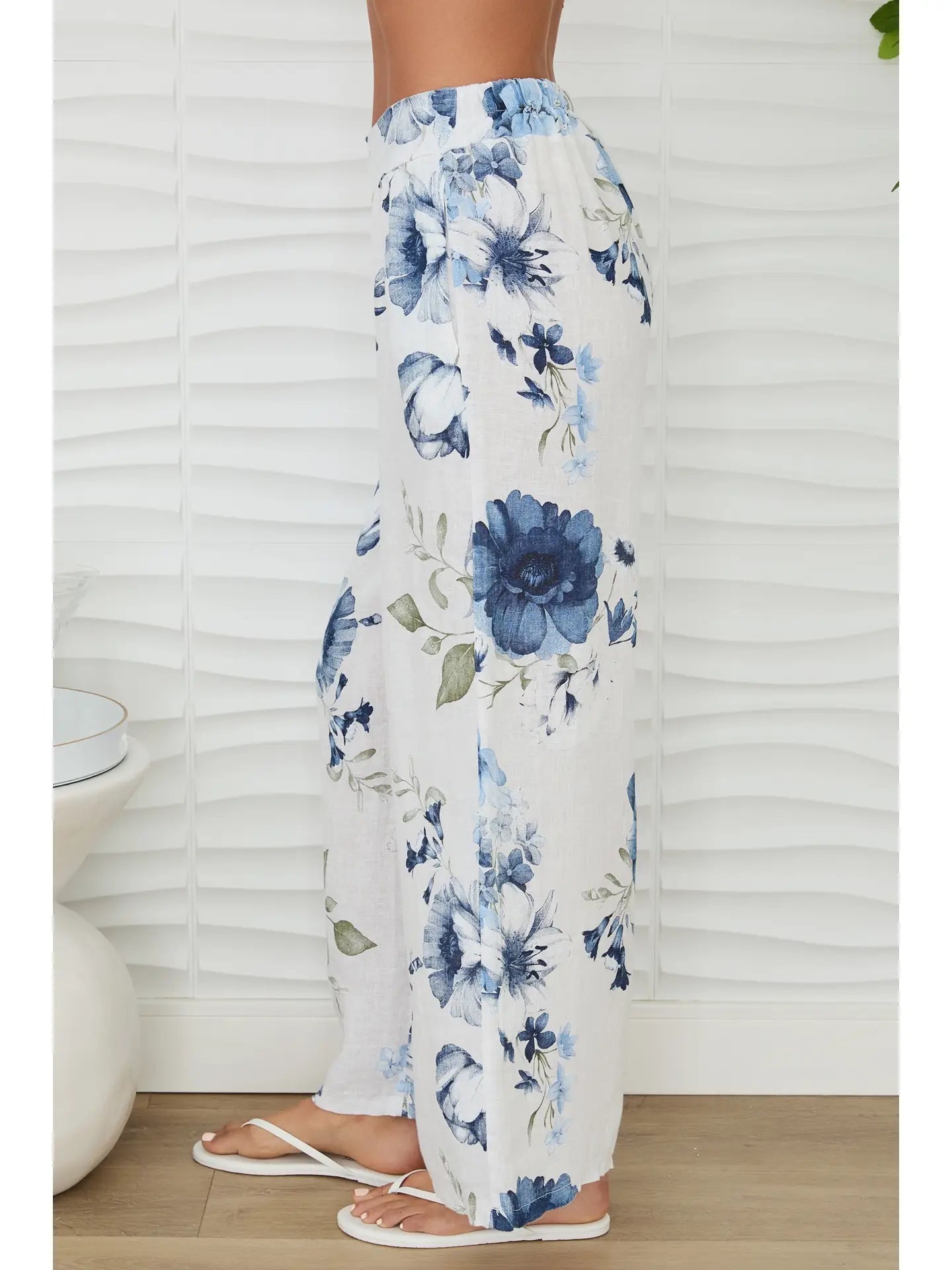 Gardenia Print Wide Leg Pants