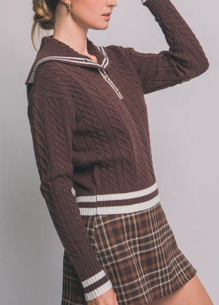 Sailor Collar Sweater in Brown