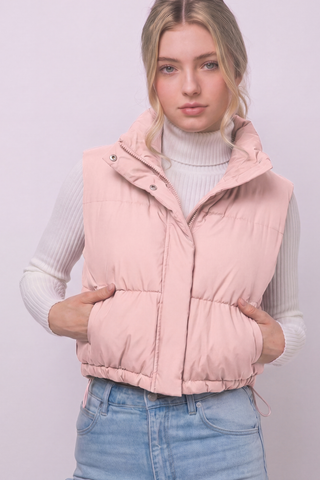 High Neck Cropped Puffer Vest