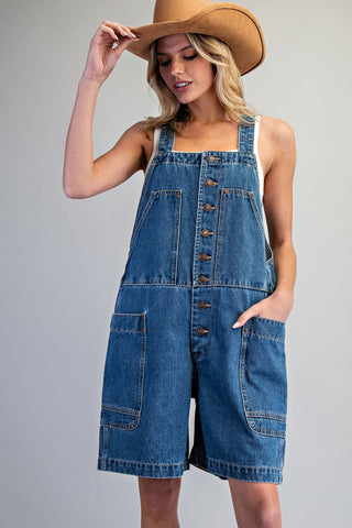 Front Button Denim Romper