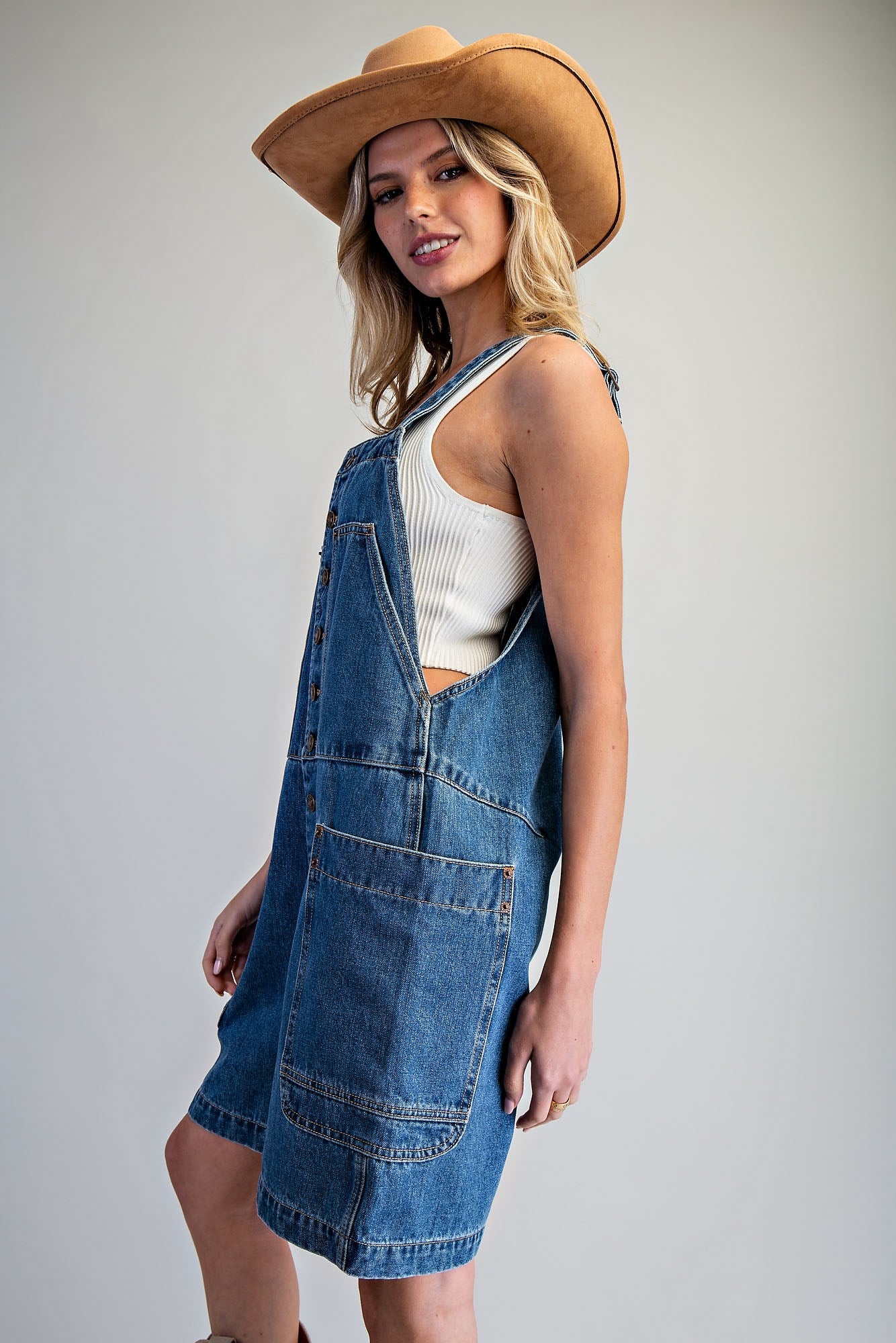 Front Button Denim Romper