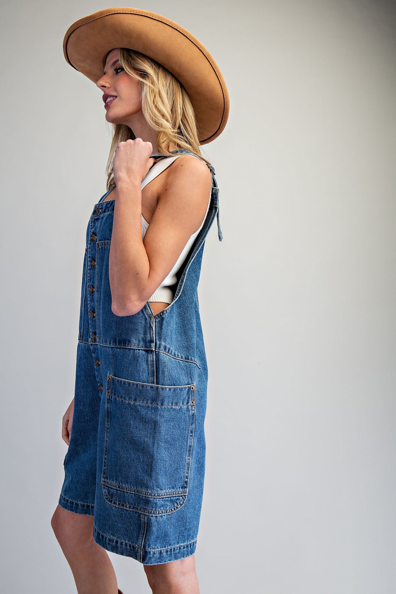 Front Button Denim Romper