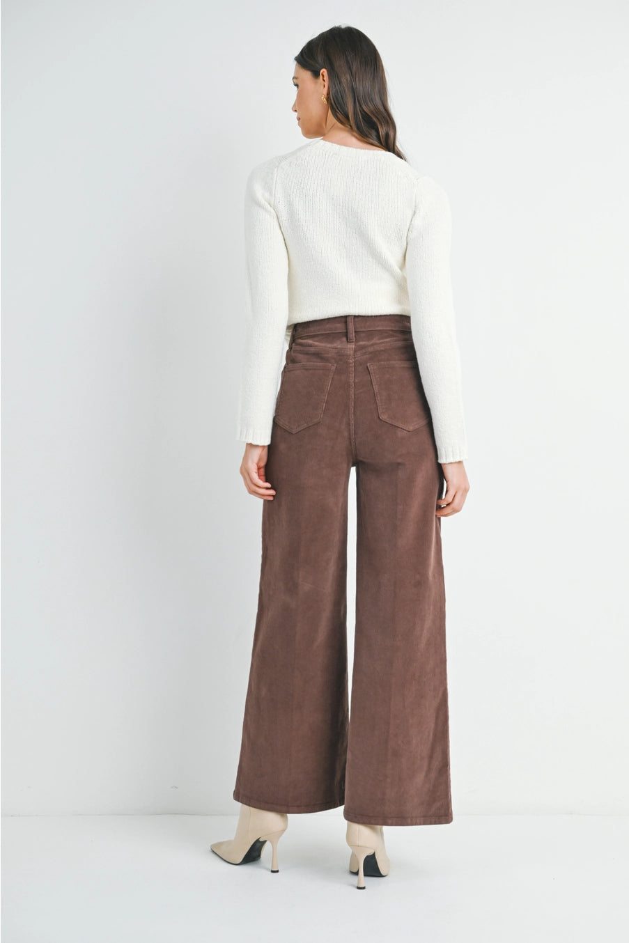 Wide Leg Corduroy in Dk. Brown