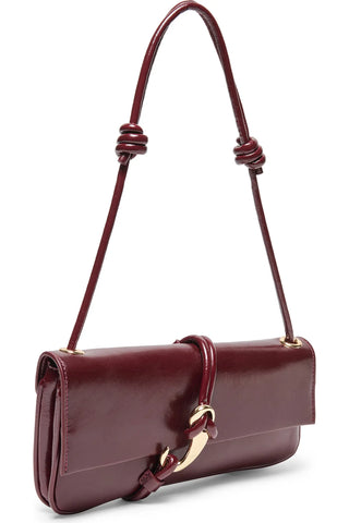Dolce Vita Alice Leather Slant Baguette Bag in Oxblood