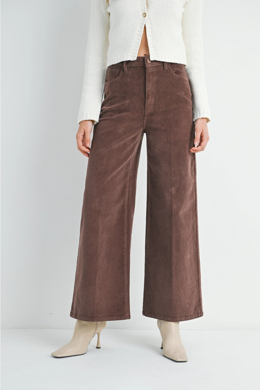 Wide Leg Corduroy in Dk. Brown