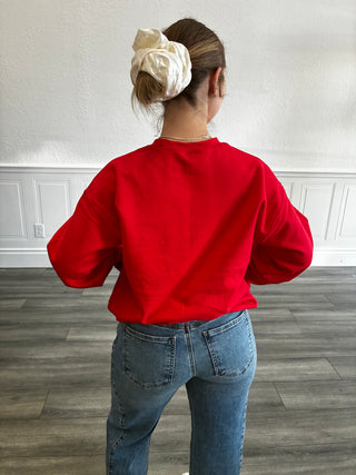 I Need A Diet Coke Embroidered Crewneck in Red