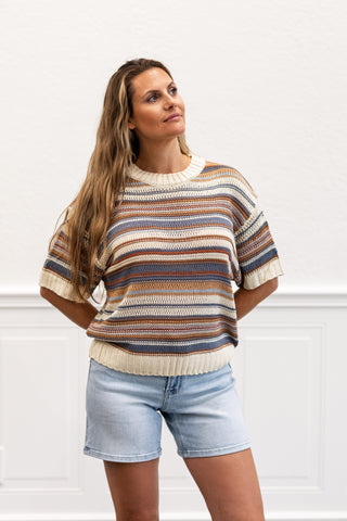 Striped Chunky Sweater in Denim