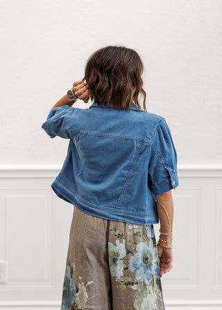Enzyme Washed Denim Jacket in Light Denim