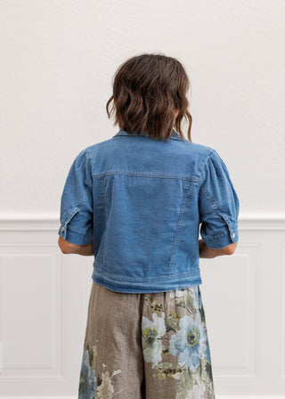 Enzyme Washed Denim Jacket in Light Denim