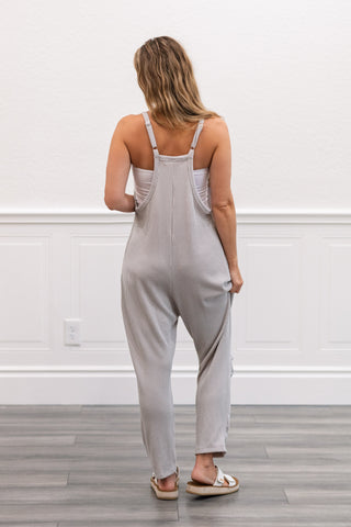 Wave Rib Jumpsuit in Taupe Grey