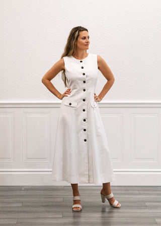 Button Down Dress in Cream