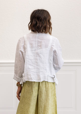 Short Linen Jacket in White