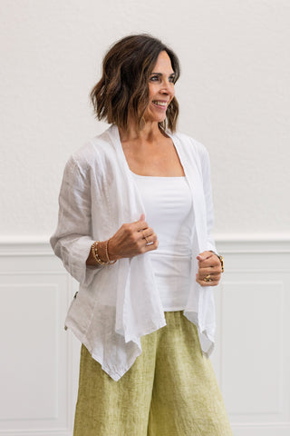 Short Linen Jacket in White