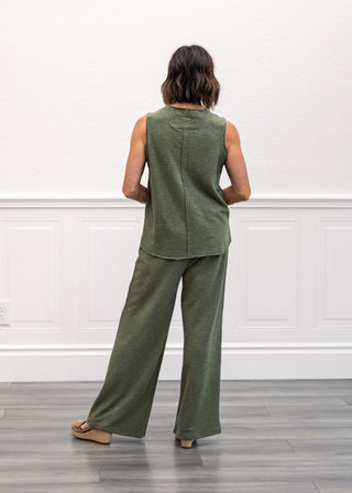 Slub Tank & Pant Set in Light Olive