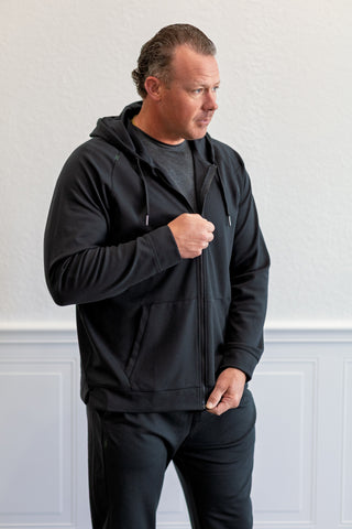 Dreamstate Full Zip Hoodie in Pure Black