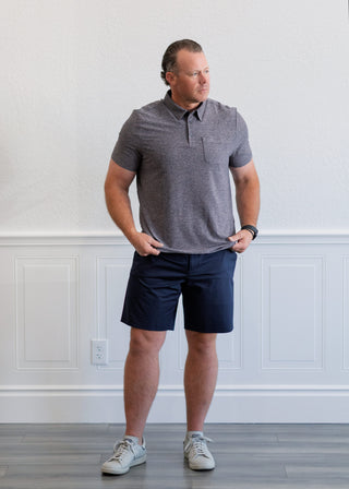 WFH Polo in Foggy Taupe Heather