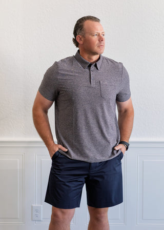 WFH Polo in Foggy Taupe Heather