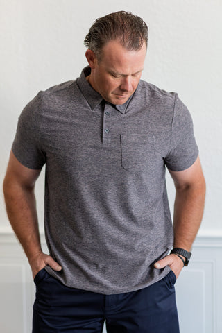 WFH Polo in Foggy Taupe Heather