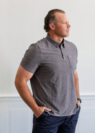WFH Polo in Foggy Taupe Heather