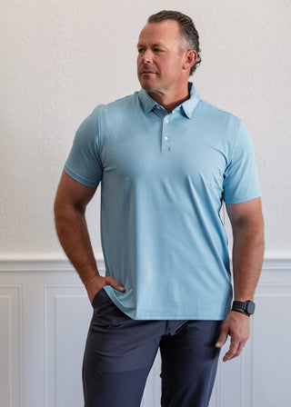 Drive Time Polo in Azure Blue Stripe