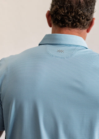 Drive Time Polo in Azure Blue Stripe