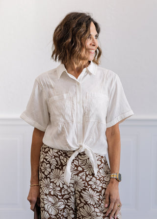 Front Contrast Stitch Top