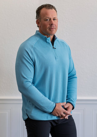Founder's Golf 1/4 Zip in Azure Blue
