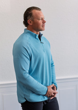 Founder's Golf 1/4 Zip in Azure Blue