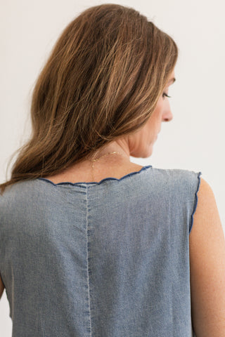 Embroidered Scallop Hem Romper