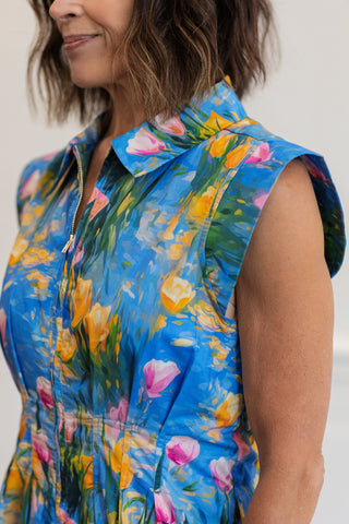 Garden Midi Dress in Blue