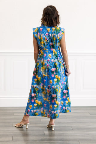 Garden Midi Dress in Blue