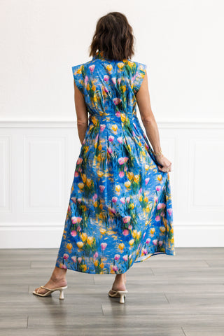 Garden Midi Dress in Blue