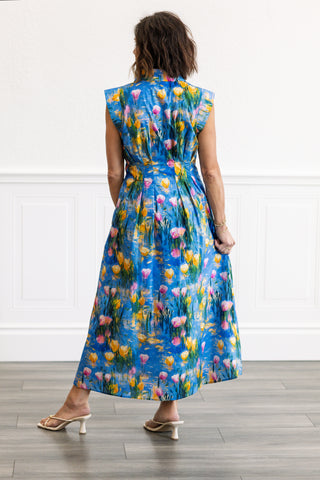 Garden Midi Dress in Blue