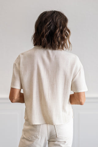 Chest Pocket Button Down Shirt in Beige