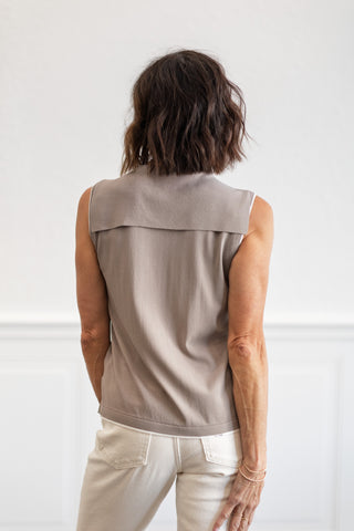 Sleeveless Tie Neck Knit Top