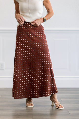 Polka Dot A-Line Skirt in Chesnut
