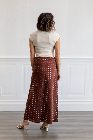 Polka Dot A-Line Skirt in Chesnut