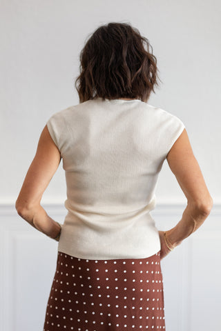 Ribbed Cap Sleeve Knit Top