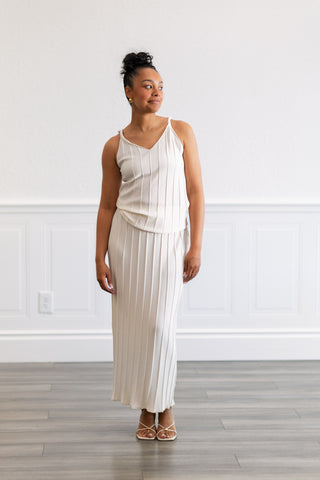 Ribbed Sleeveless Top and Midi Skirt Set