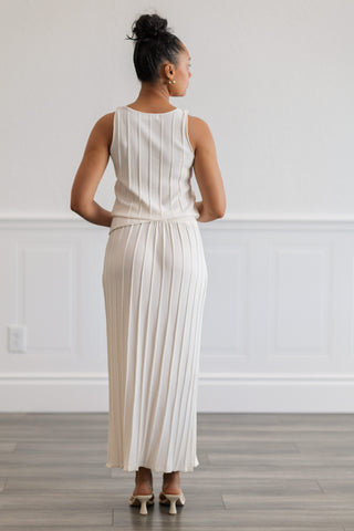 Ribbed Sleeveless Top and Midi Skirt Set
