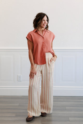 Classic Tencel Button Up Shirt in Rust