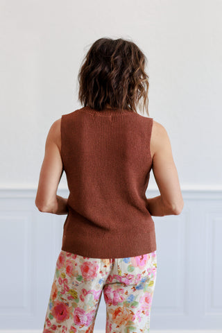 Button Up Sweater Vest in Hazelnut